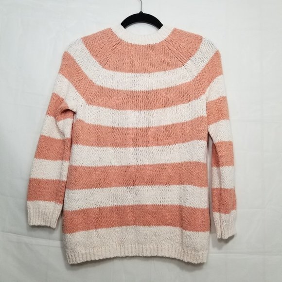 J Crew mixed stripe sweater ivory peach size S - Picture 2 of 8
